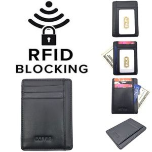 RFID Blocking Security Leather ID Slim Card Holder